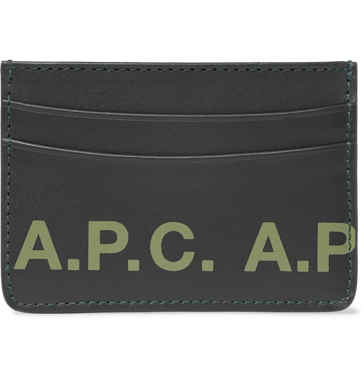 Photo: A.P.C. - Andre Logo-Print Leather Cardholder - Dark green