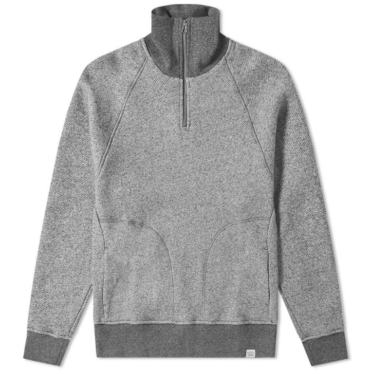 Photo: Norse Projects Alfred French Terry 1/4 Zip Sweat Dark Grey Melange