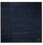 Kingsman - Drake's Wool and Silk-Blend Pocket Square - Blue