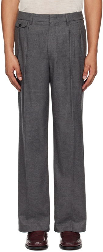 Photo: Dunst Gray Double Pleated Wide Trousers