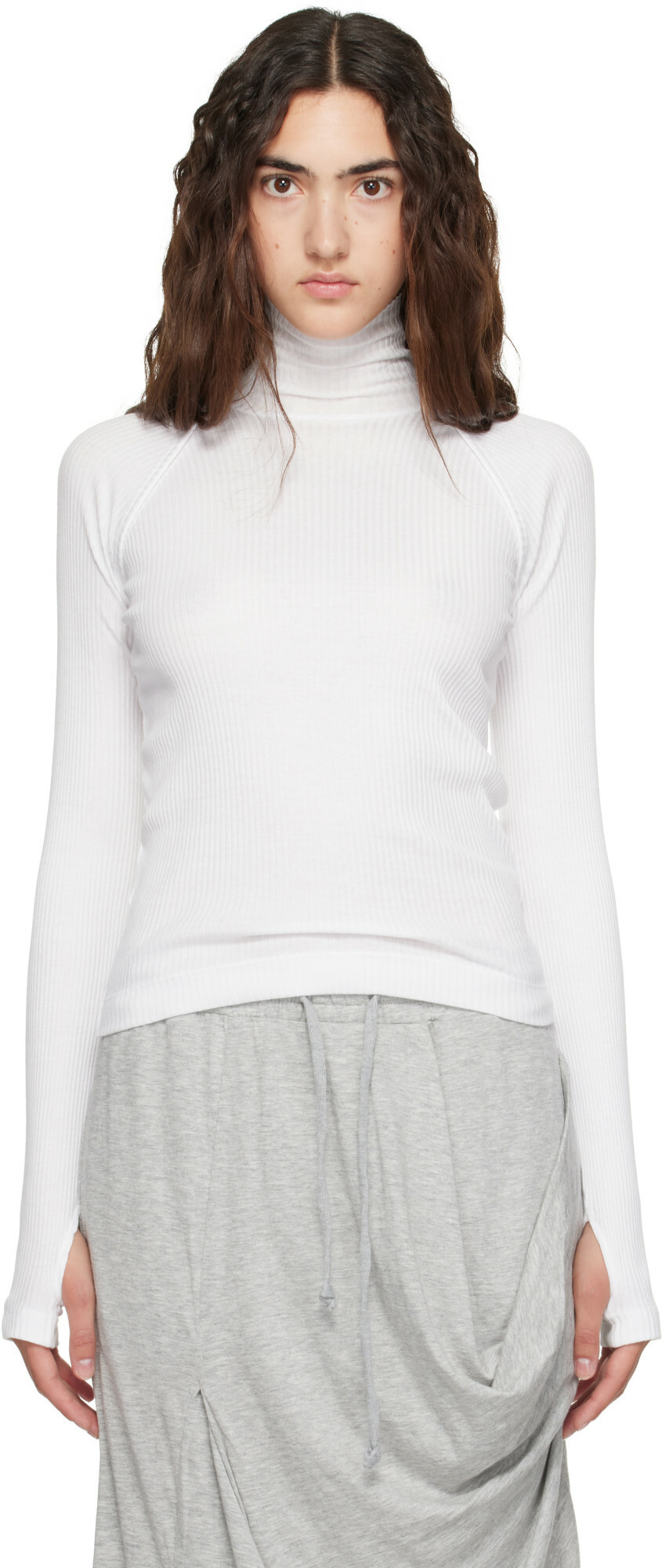 Helmut Lang White Shrug Turtleneck