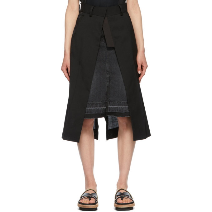 Photo: Sacai Black Denim Suiting Combo Skirt