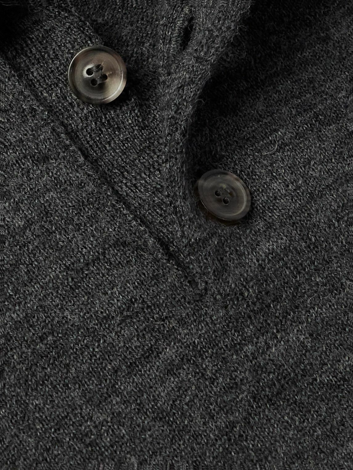 Maison Margiela - Suede-Trimmed Wool Polo Sweatshirt - Gray
