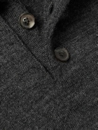 Maison Margiela - Suede-Trimmed Wool Polo Sweatshirt - Gray