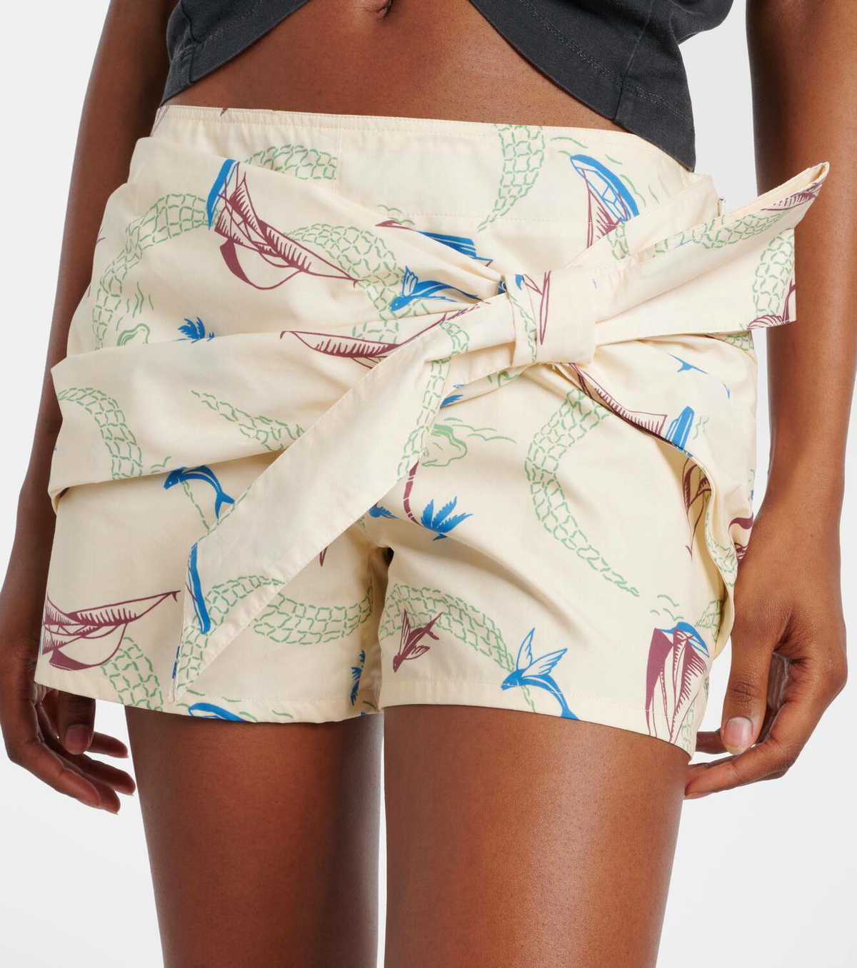 Rabanne Layered printed cotton shorts