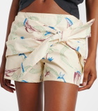 Rabanne Layered printed cotton shorts