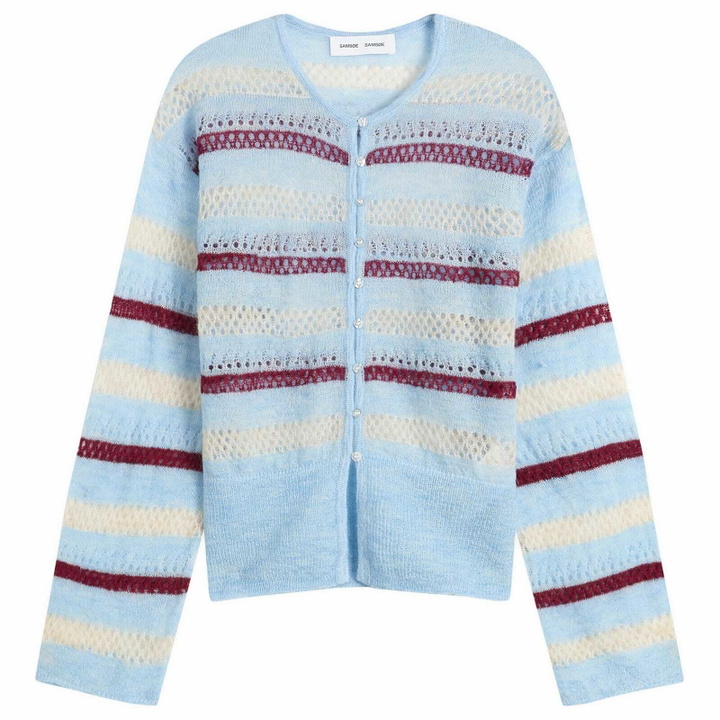 Photo: Samsøe Samsøe Women's Sahera Knitted Cardigan in Blue Multi Stripe