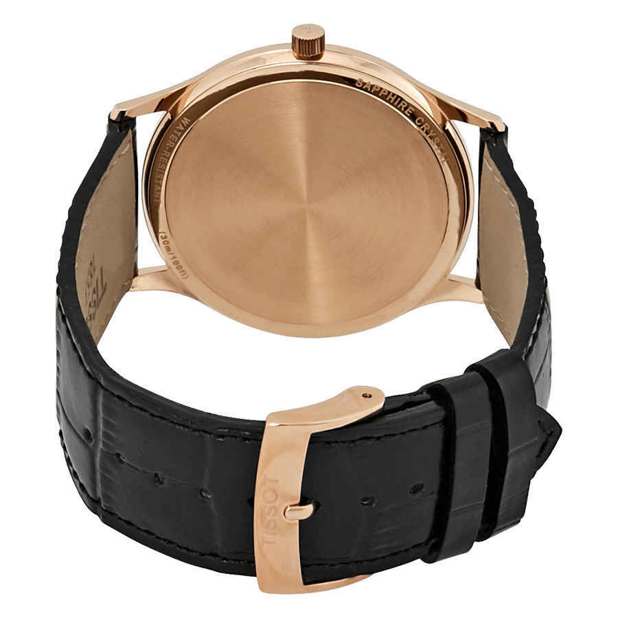 Tissot Excellence Mens 18kt Rose Gold Black Leather Watch 