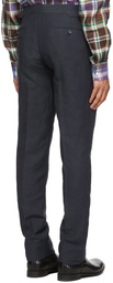 Ralph Lauren Purple Label Navy Silk & Linen Gregory Trousers