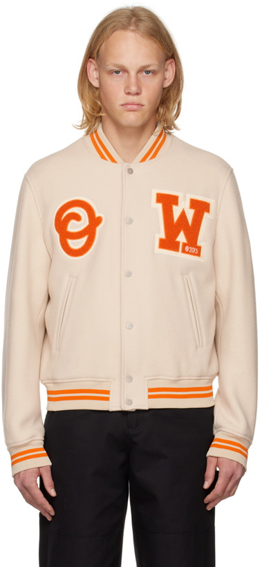 Photo: Off-White Beige Patch Bomber Jacket
