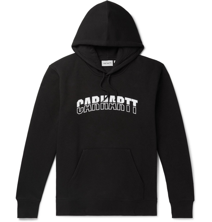 Photo: Carhartt WIP - District Logo-Print Fleece-Back Cotton-Blend Jersey Hoodie - Black