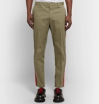 Dolce & Gabbana - Tapered Striped Stretch Cotton-Blend Trousers - Men - Mushroom