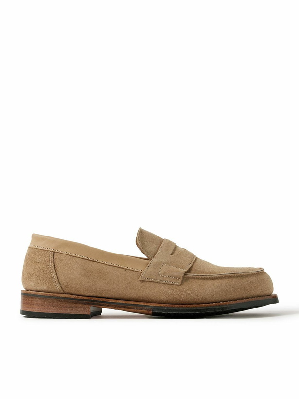 Photo: Grenson - Epsom Leather-Trimmed Suede Penny Loafers - Neutrals
