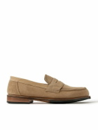 Grenson - Epsom Leather-Trimmed Suede Penny Loafers - Neutrals