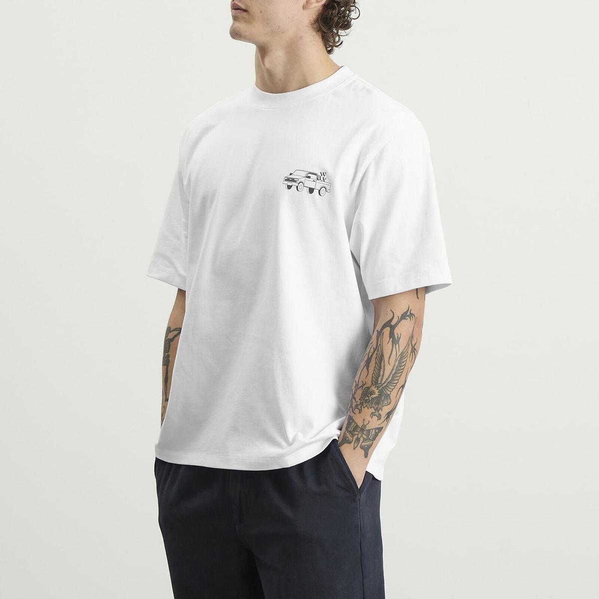 Wax London Men's Milton T-Shirt in Daffodil Construction White