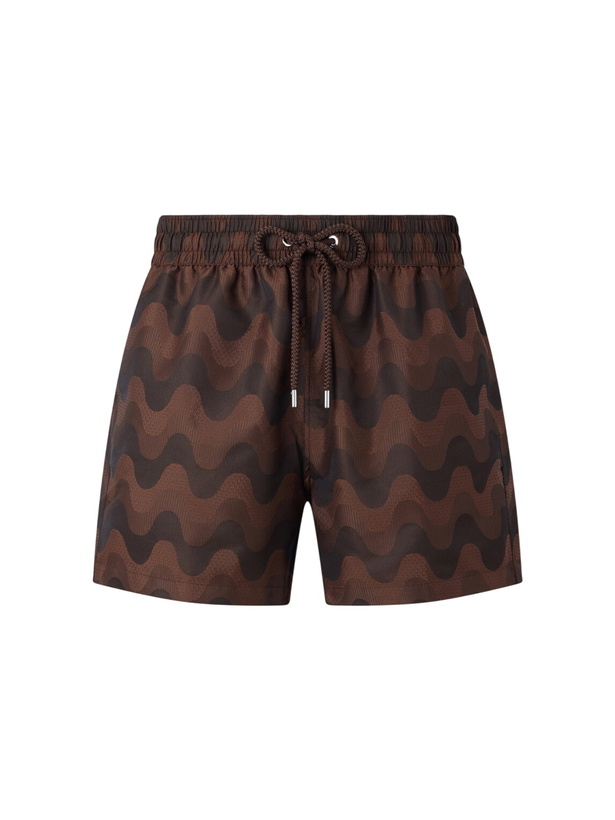 Photo: Frescobol Carioca - Rio Straight-Leg Printed Jacquard Swim Shorts - Brown