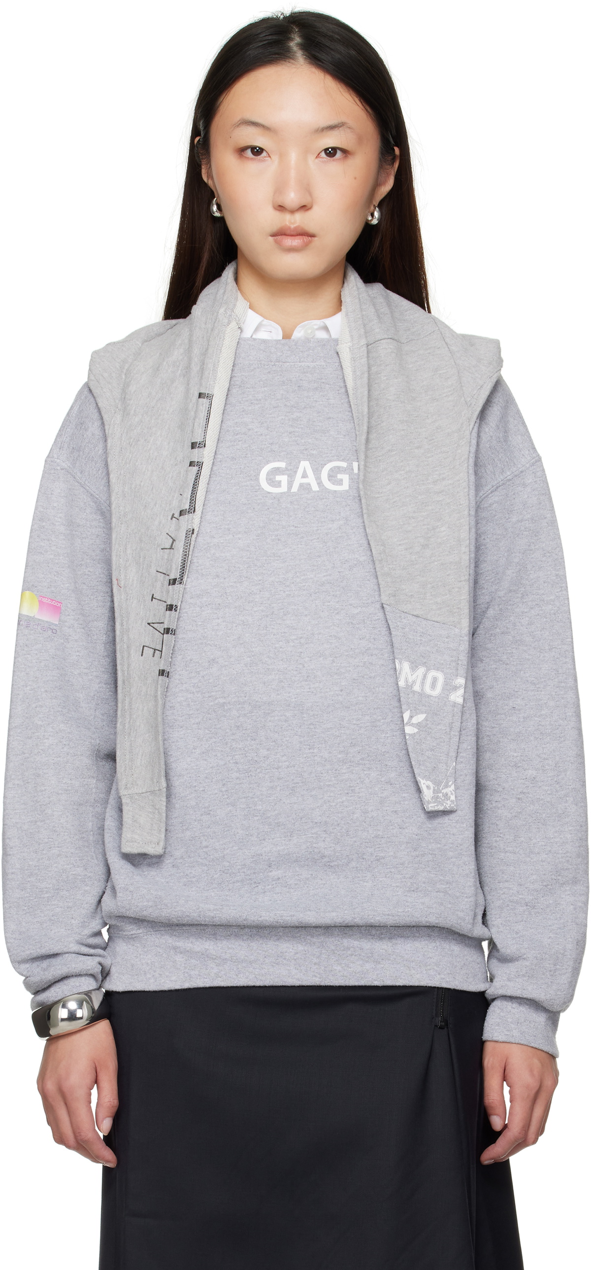 Bless Gray Scarfersweater Sweatshirt