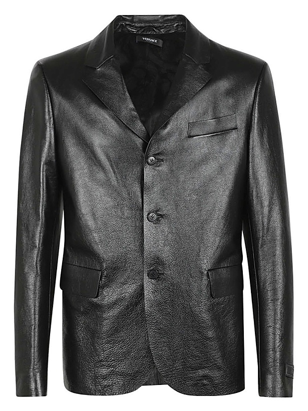 Photo: VERSACE - Single-breasted Leather Jacket