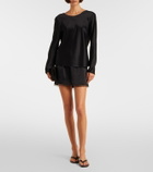 Leset Barb lace-trimmed satin miniskirt