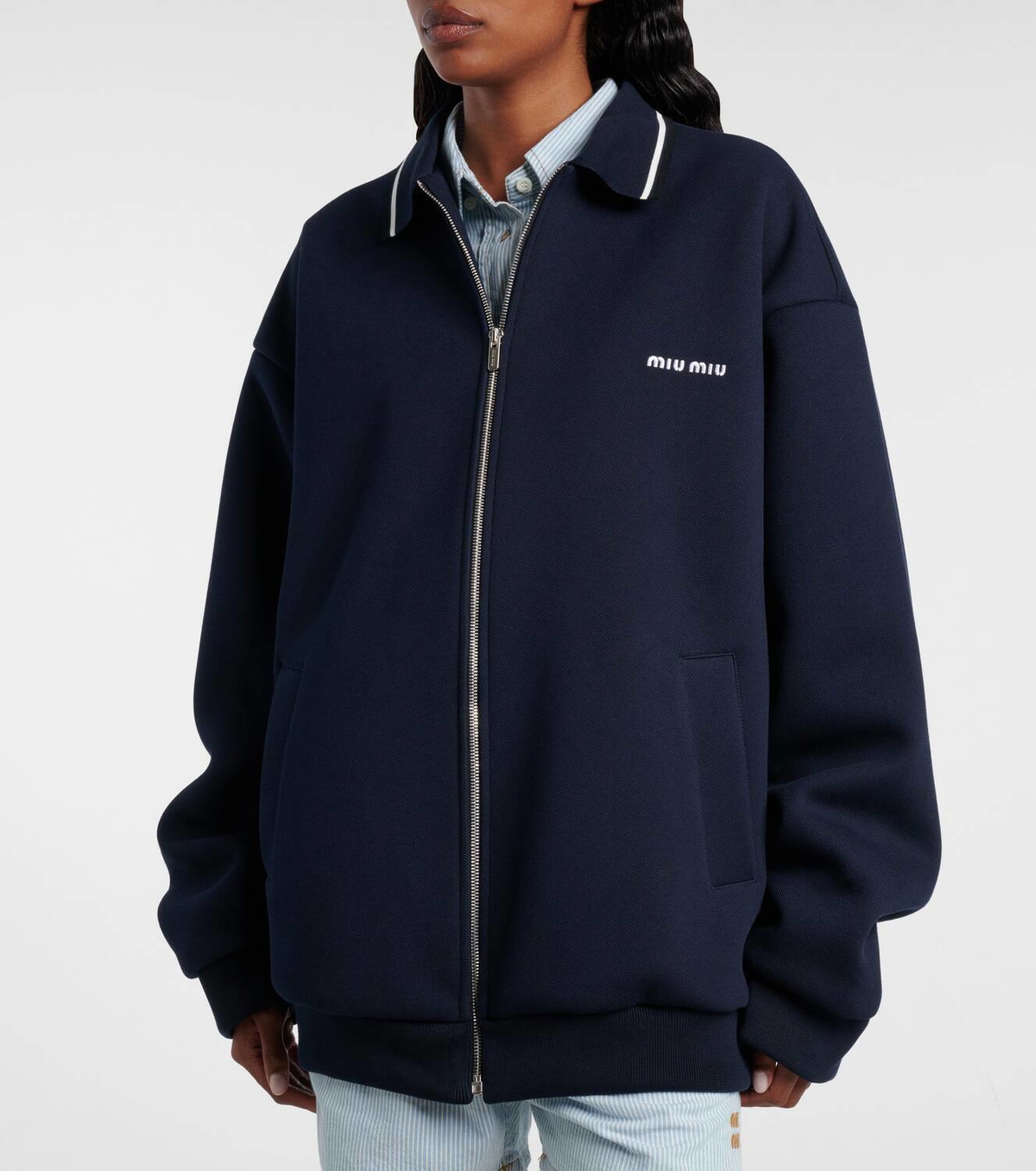 ジャケット MIU MIU COTTON BLOUSON JACKET Miu Miu Cotton blouson jacket buttoned pockets | The Fashion