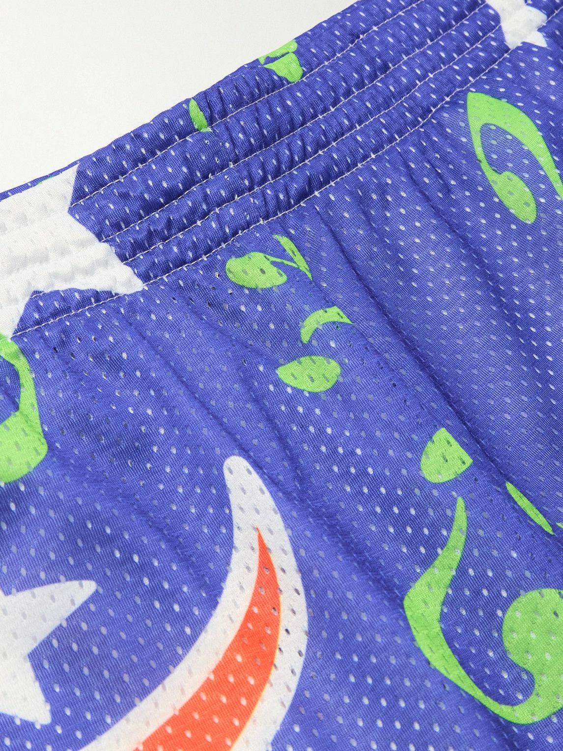 SKY HIGH FARM - Flame Straight-Leg Printed Mesh Shorts - Blue