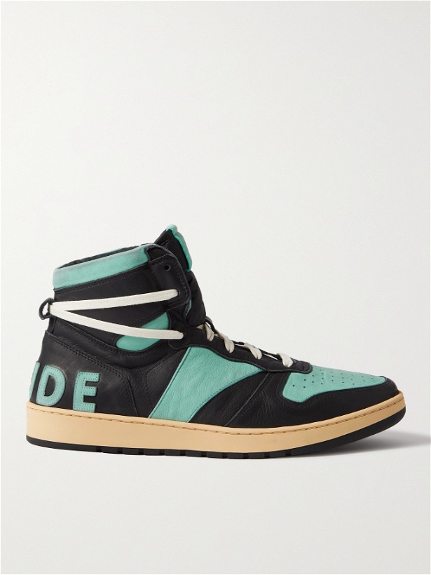 Photo: RHUDE - Rhecess Distressed Leather High-Top Sneakers - Multi - 8