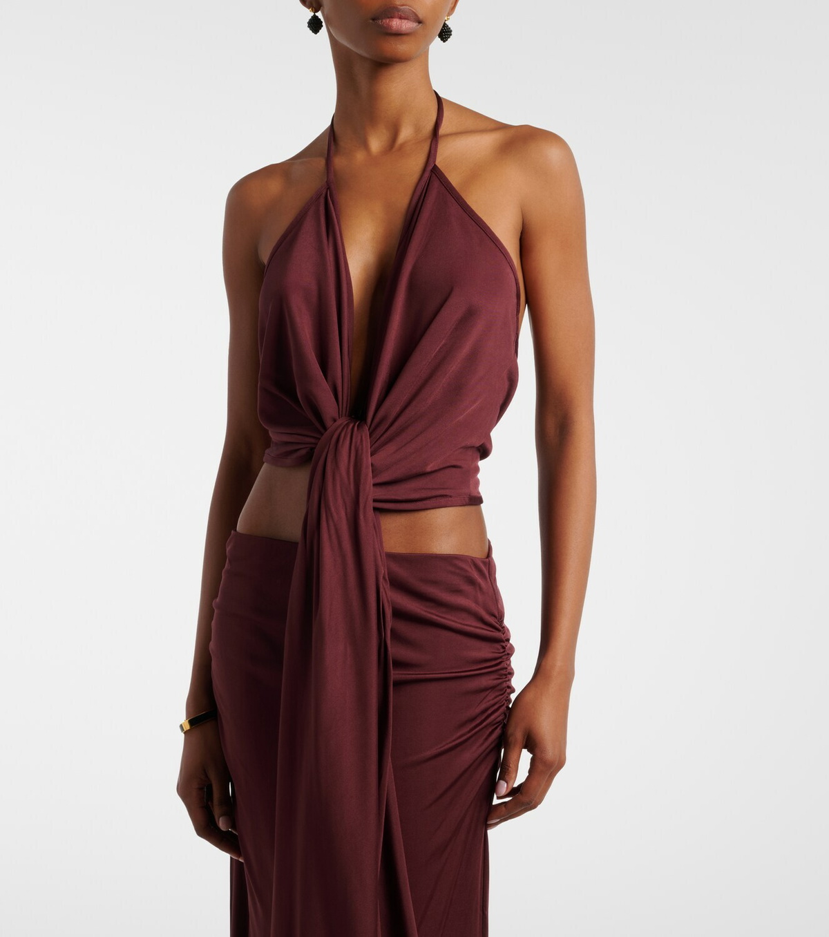 Aya Muse Kaima draped jersey crop top