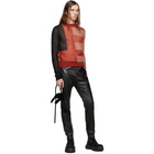 Rick Owens Black and Red Cropped Biker Level Sweater