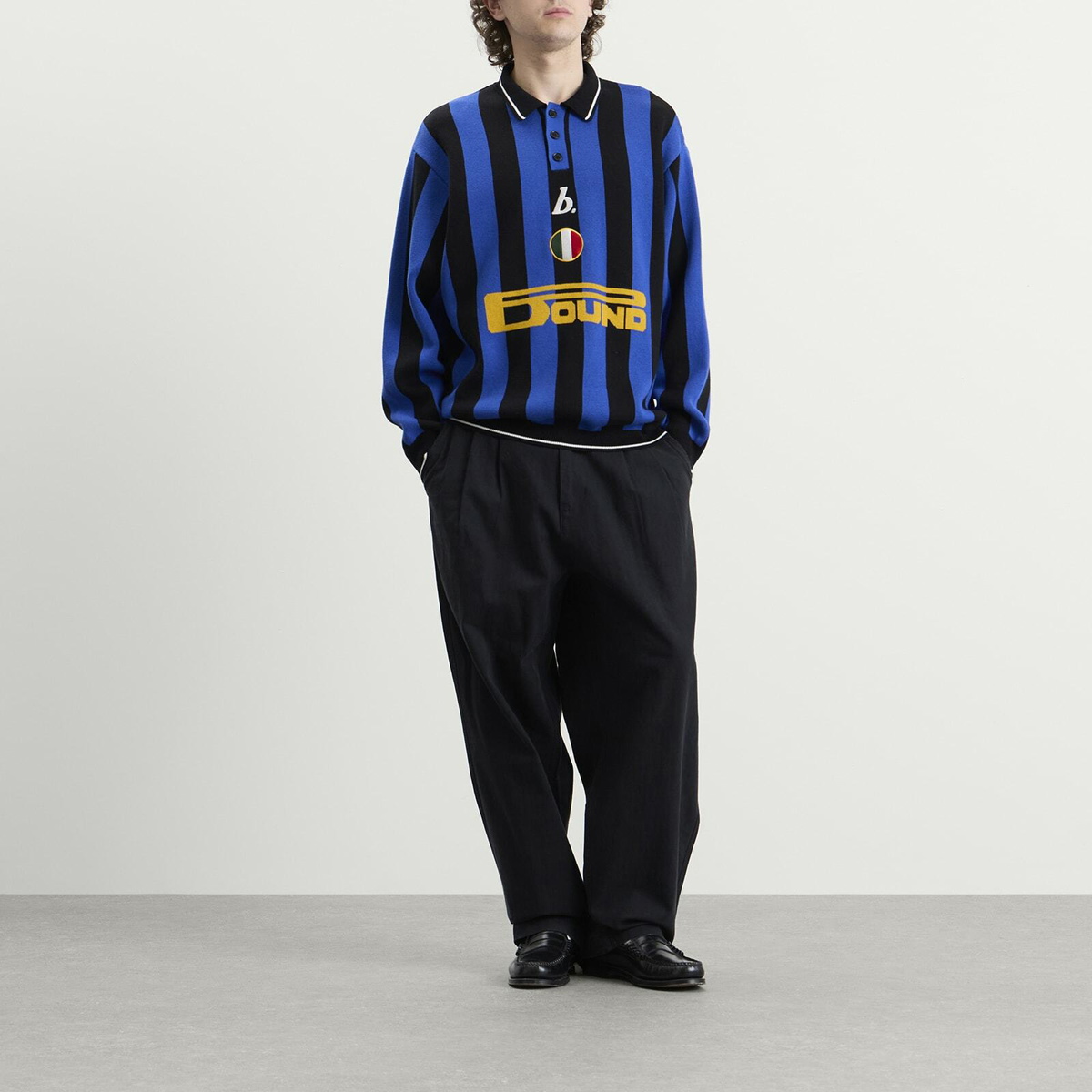 Bound Men's Zanetti Knit Football Shirt in Blue Stripe