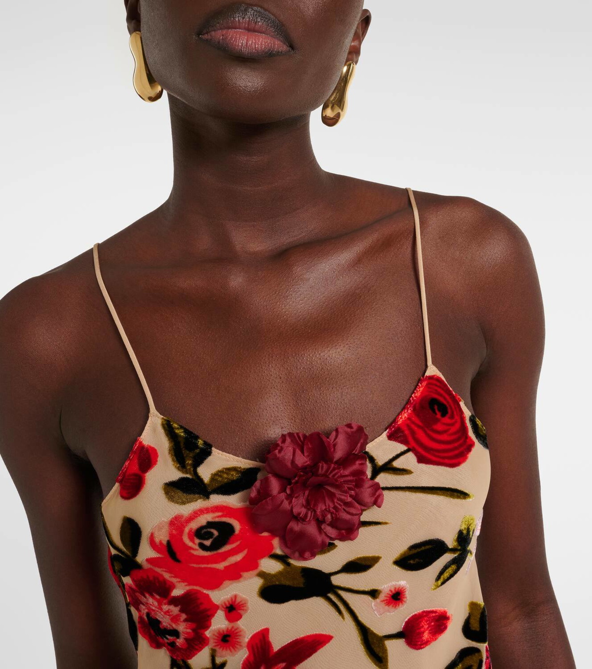 Rodarte Sheer floral velvet devoré slip dress