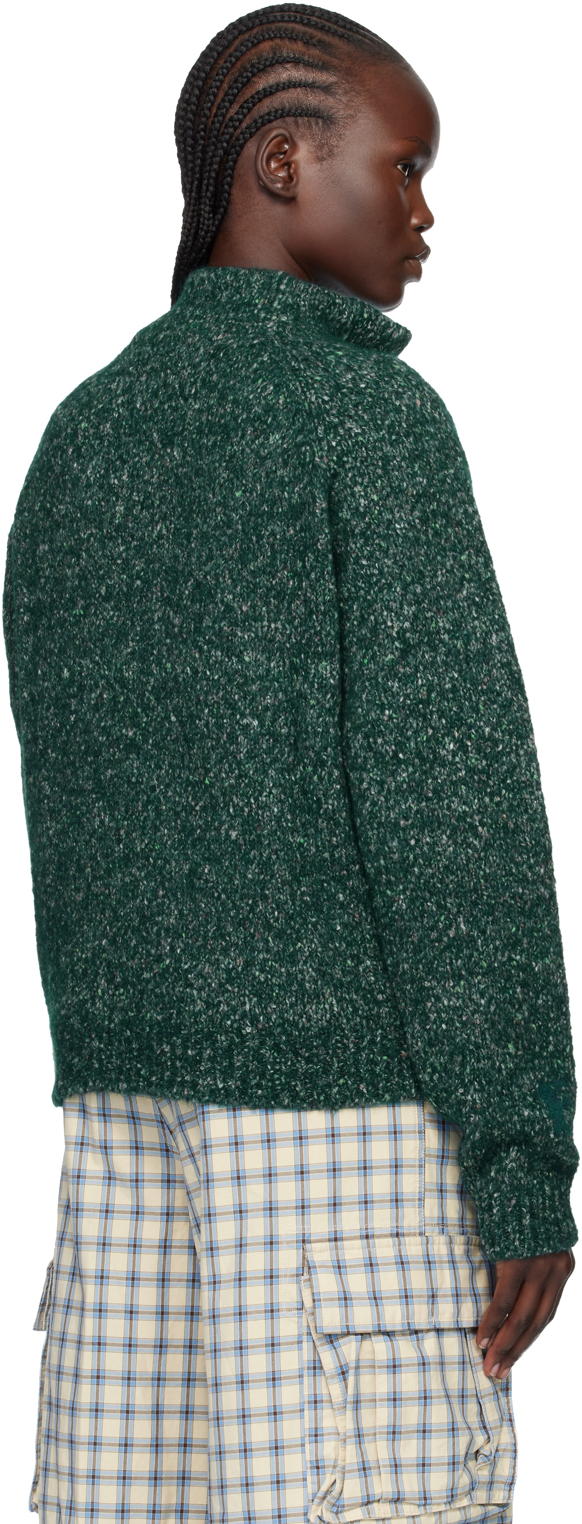 ERL Green Slit Neck Alpaca Polo