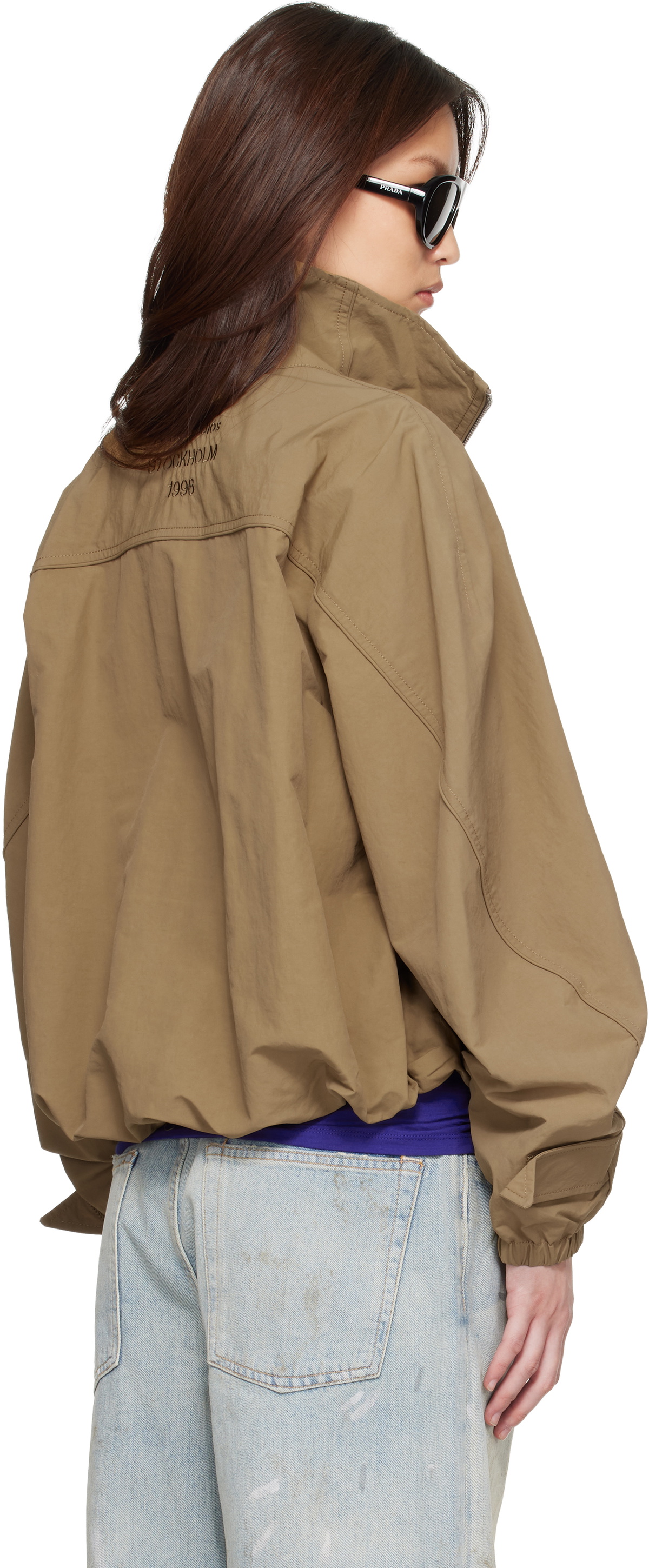 Acne Studios Tan Nylon Logo Jacket