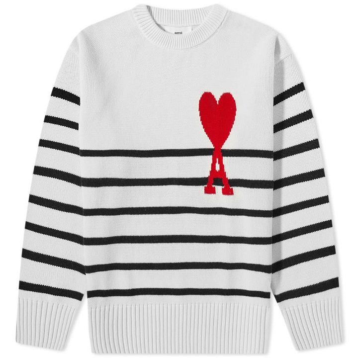 Photo: AMI Large A Heart Striped Crew Knit