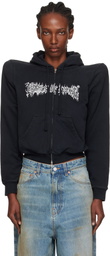 VETEMENTS Black Cradle of Filth Logo Extreme Shoulder Hoodie