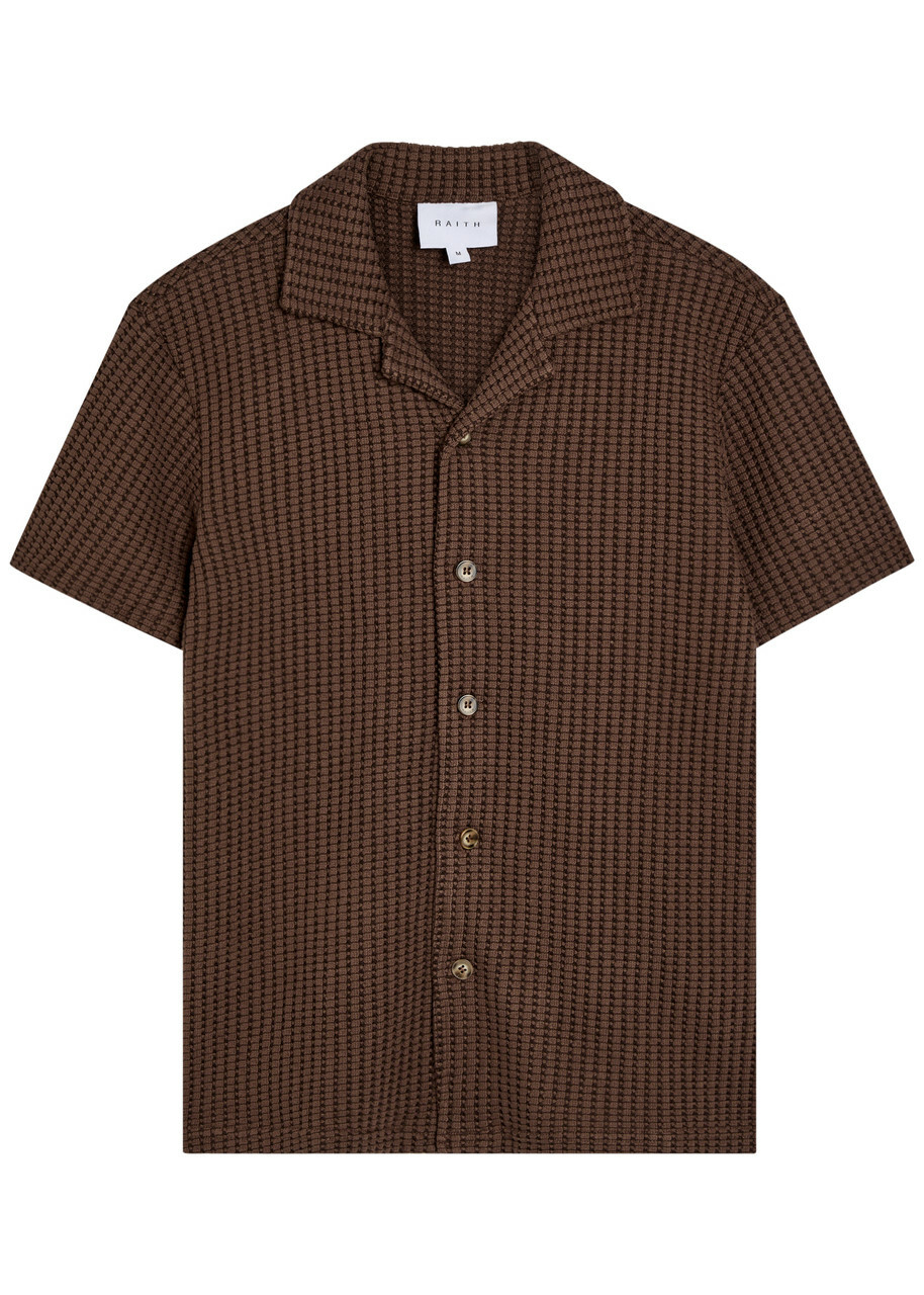 Raith Marcos Waffle-knit Cotton-blend Shirt Brown