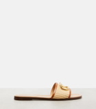 Valentino Garavani VLogo leather-trimmed raffia slides
