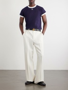 Versace - Medusa-Embroidered Cotton-Blend Jersey T-Shirt - Blue
