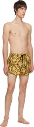 Versace Gold & Black Barocco Swim Shorts