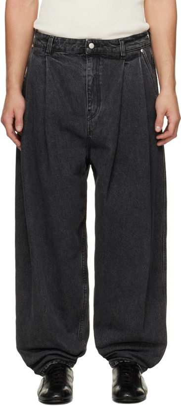 Photo: Hed Mayner Gray Pleated Denim Jeans