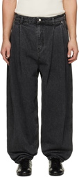 Hed Mayner Gray Pleated Denim Jeans