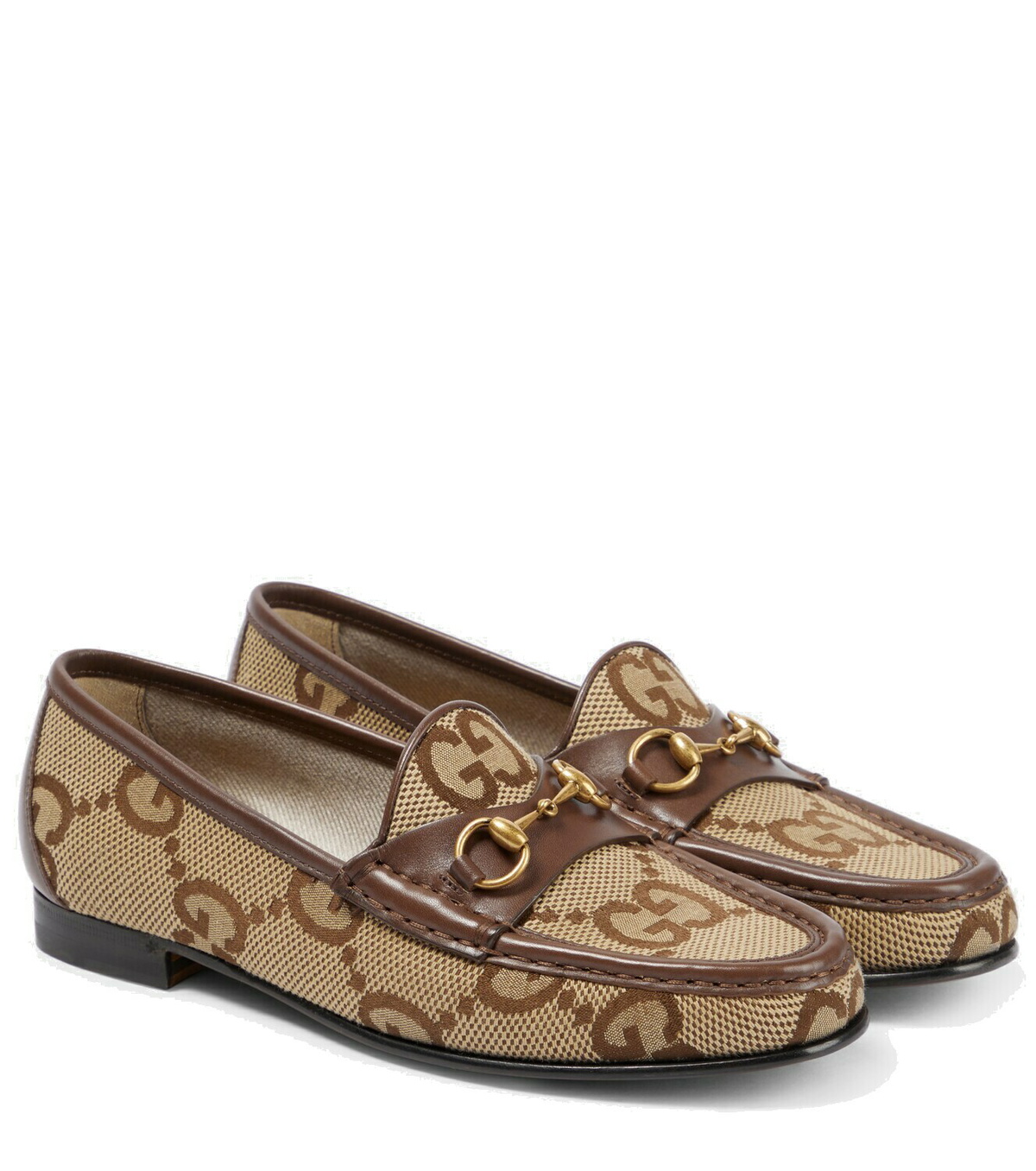 Gucci - Leather-trimmed maxi GG canvas loafers Gucci