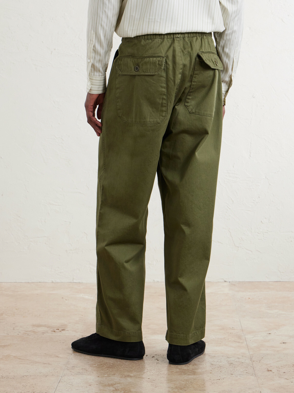 Officine Générale - Ferry Wide-Leg Cotton-Twill Drawstring Shorts - Green