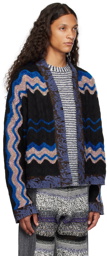VITELLI Black & Blue Striped Cardigan