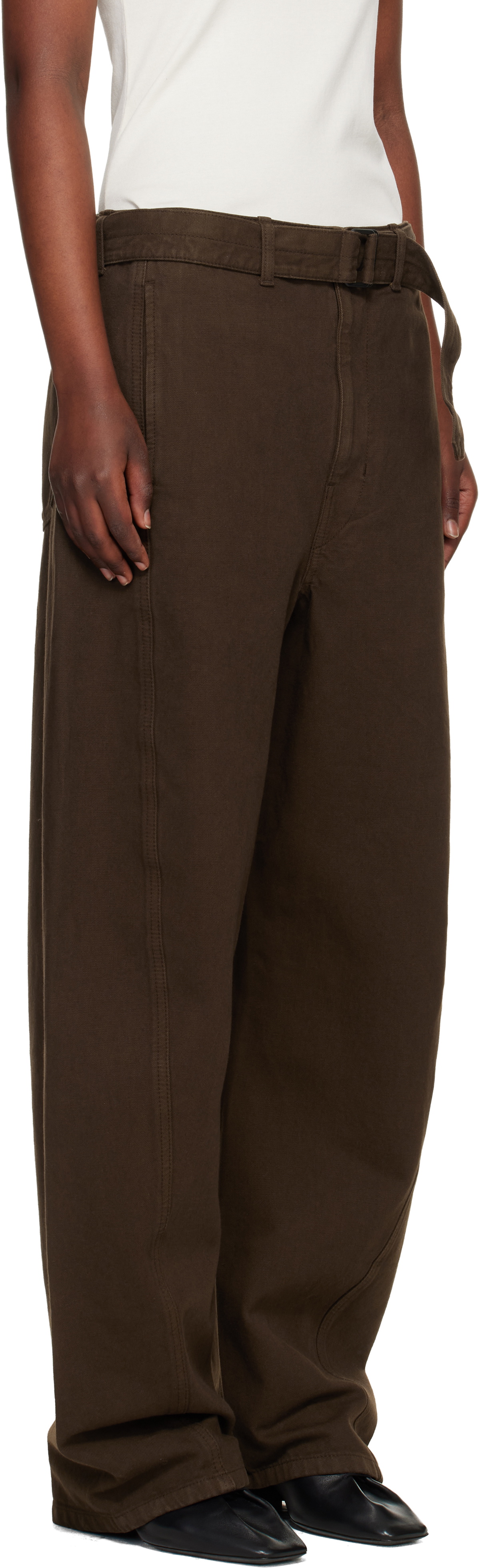 LEMAIRE Brown Twisted Belted Jeans