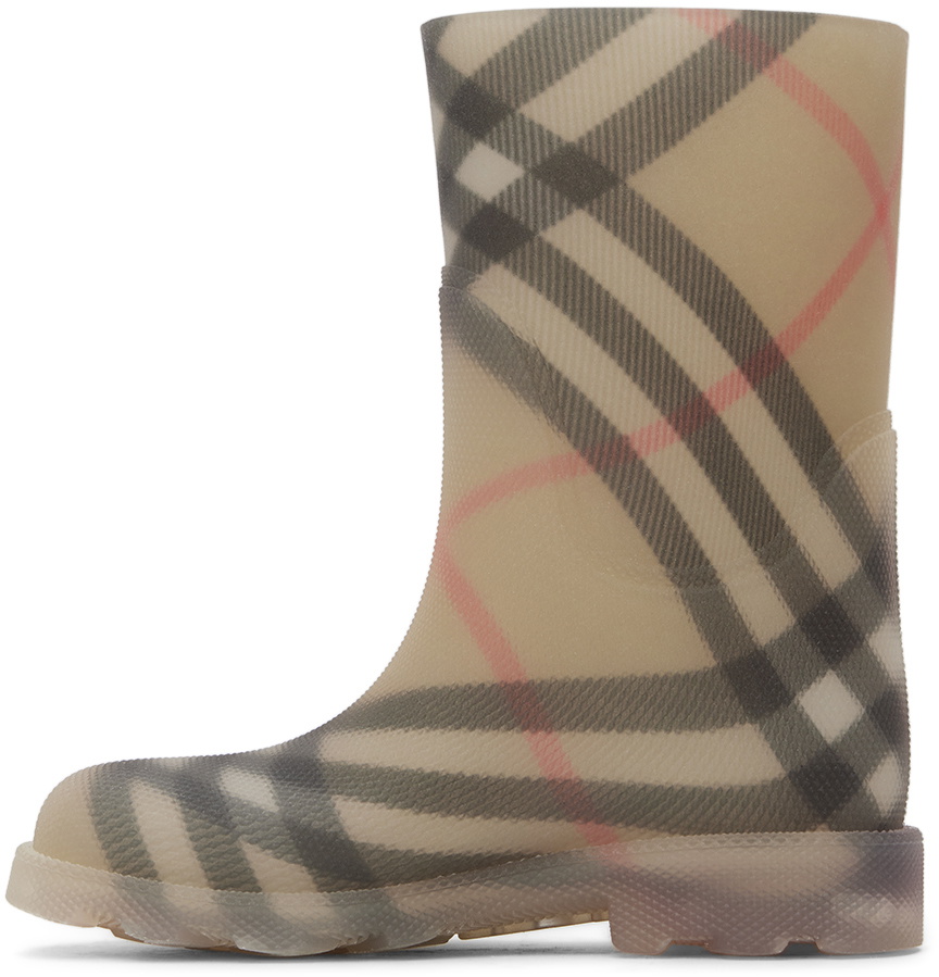 Burberry Big Kids Beige Check Rubber Marsh Boots