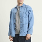 Universal Works Men's Herringbone Bakers Overshirt in Washed Indigo