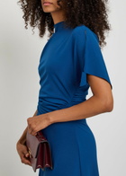 Victoria Beckham Asymmetric Ruched Stretch-jersey Midi Dress Dark Blue