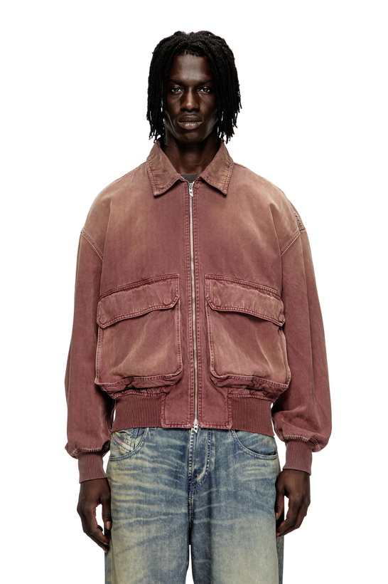 Photo: Diesel Jacket in coloured herringbone denim - Denim Jackets - Unisex - Brown