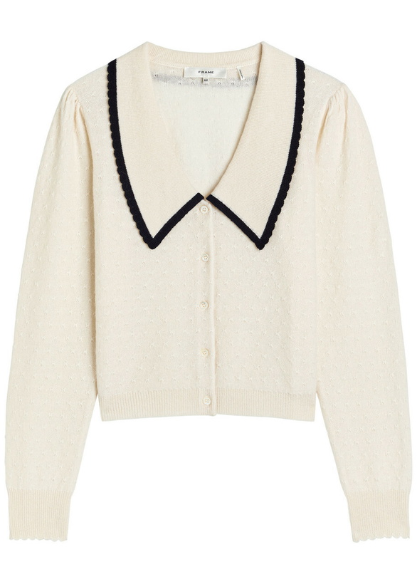 Photo: Frame Pointelle Cashmere Cardigan Cream