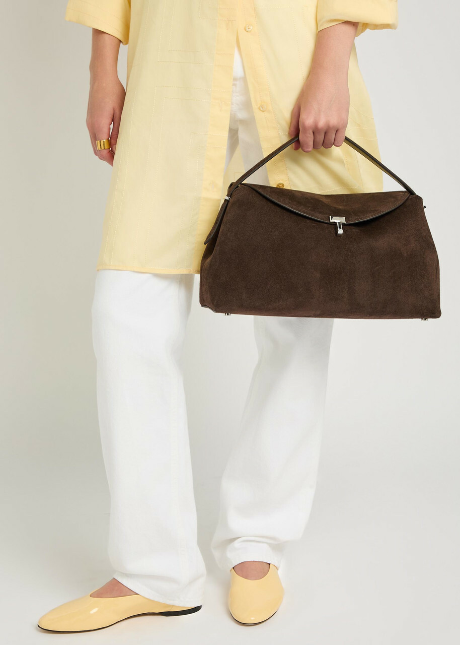 Toteme T-lock Suede top Handle bag - Brown - One Size